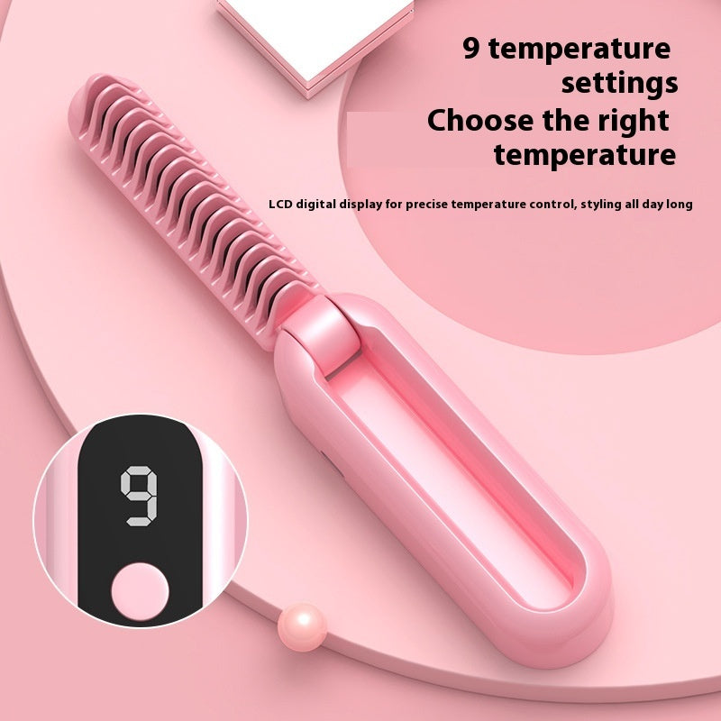 Ice Bloom™ GlowComb – Wireless Folding Ionic Hair Straightener