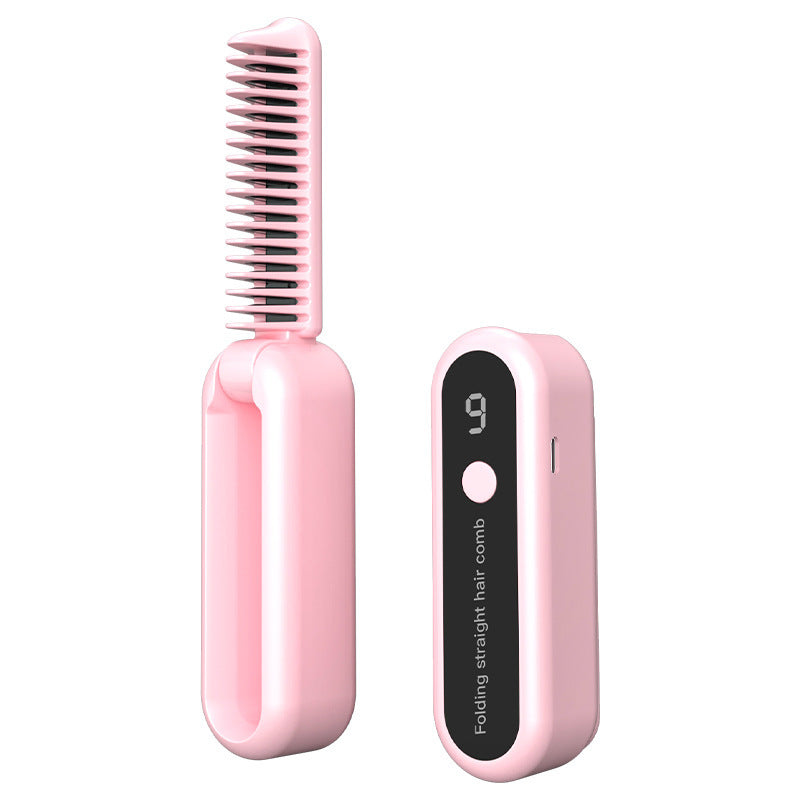 Ice Bloom™ GlowComb – Wireless Folding Ionic Hair Straightener